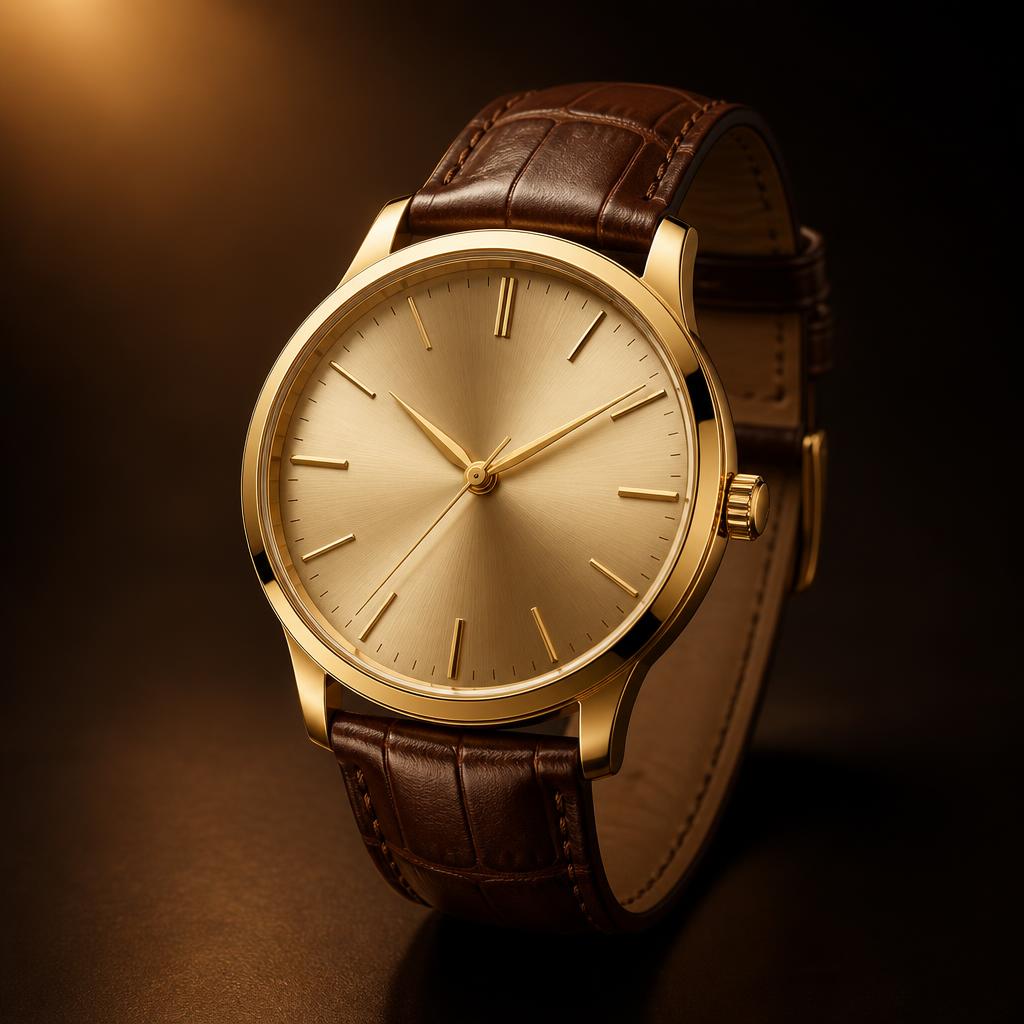 Reloj Dorado Correa de Piel 38mm